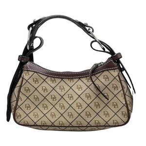 DOONEY & BOURKE VINTAGE 2000’s Leather Canvas Signature Brown Shoulder Handbag
